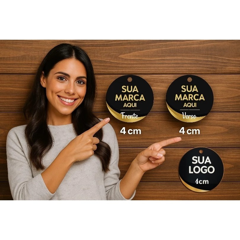 Tag Redonda 4x4cm Personalizada Frente e Verso Alta Qualidade para Lembrancinhas Brindes e Produtos
