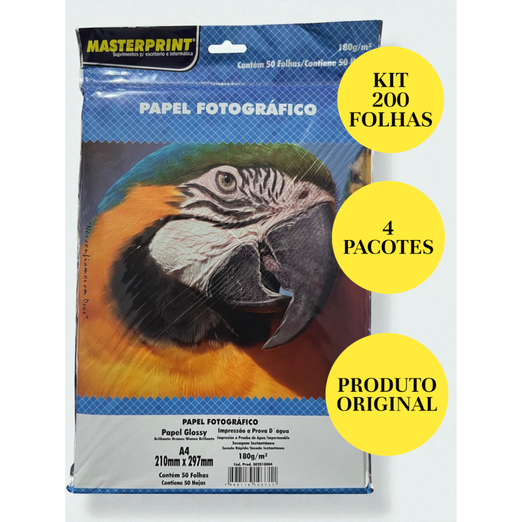 Papel Fotográfico 180G Glossy A4 Brilhante À Prova D'água Premium MASTER PRINT em Oferta na Shopee