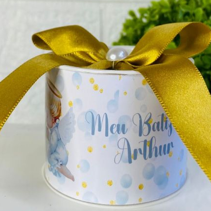 KIT Tubolata Personalizada 5x6 cm Batizado Azul Menino Maternidade Lembrancinha Brinde festa infantil aniversário