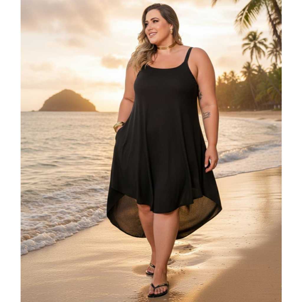 Saida de Praia Feminina Bata com alça regulável Plus Size  e Fit Verão Piscina