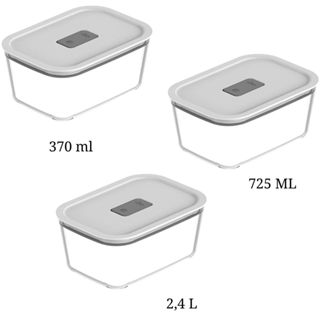 3 Potes De Vidro Herméticos Tampa Branca Ou em Oferta na Shopee