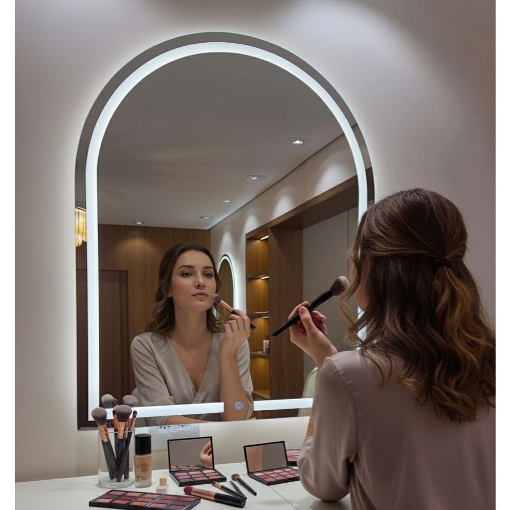 Espelho Oval com LED 80x50cm Moderno Elegante e com Botão Touch em Oferta na Shopee