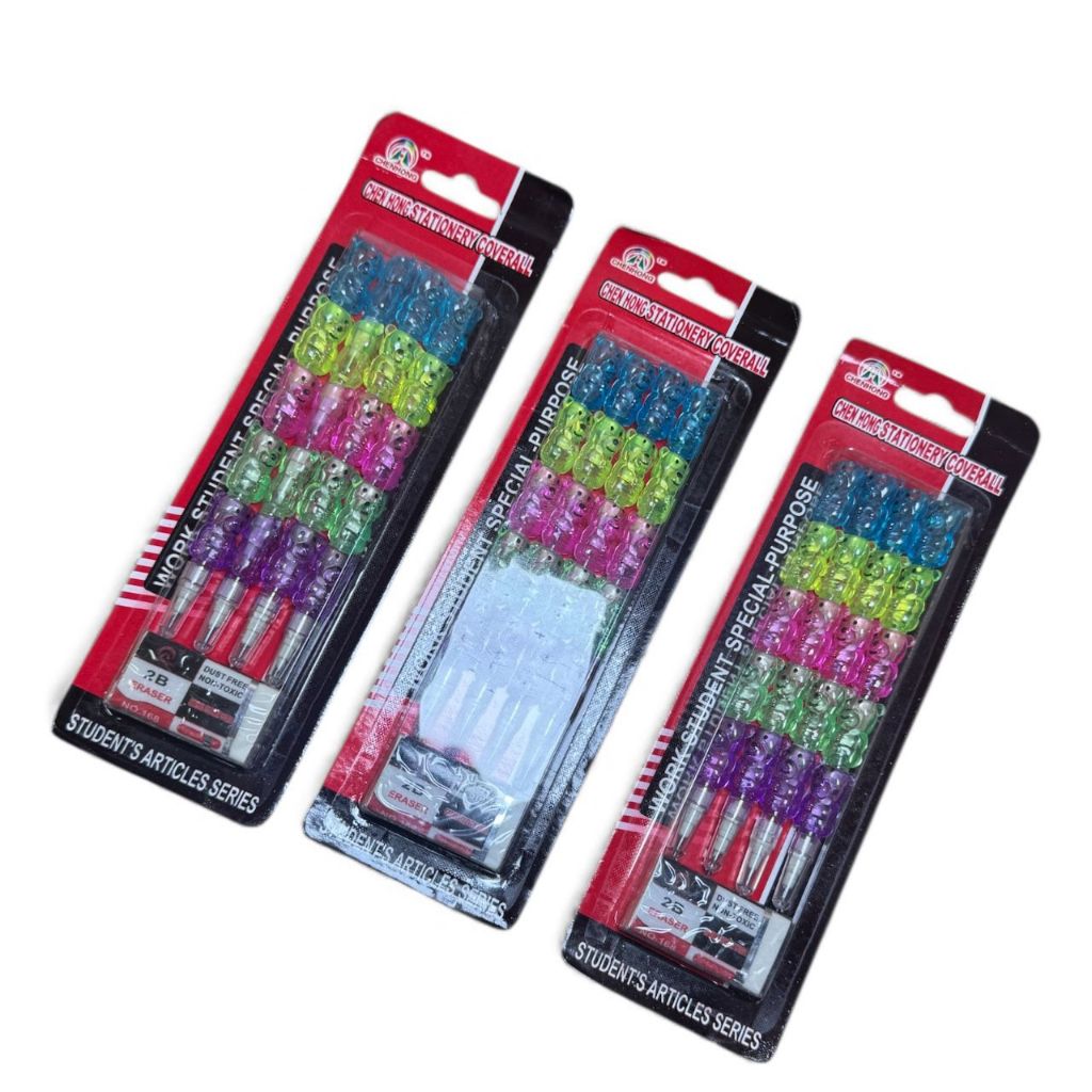 Lapiseiras que Trocam de Ponta com Formato de Ursinho Coloridas com Borracha