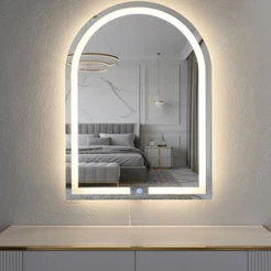 Espelho Jateado Oval de Penteadeira grande Medida 80x60cm C/ Led Touch Três Tons Quente Frio Neutro