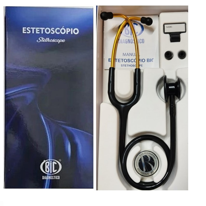 Estetoscópio Eternity Duplo Adulto e Infantil Gold Preto Black Lançamento