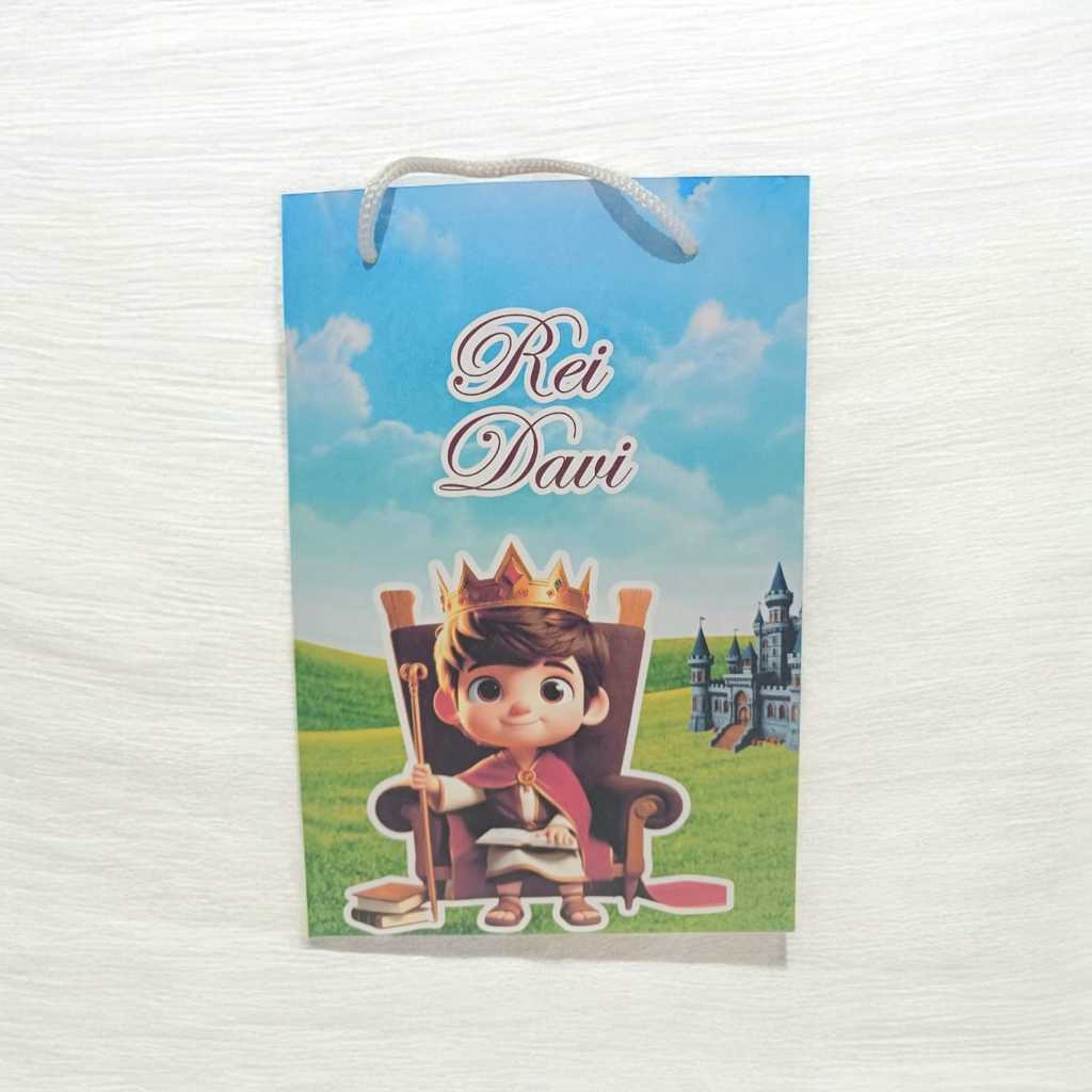 Sacolinha Personalizada 13x20 Rei Davi/ Davi e Golias Festa Aniversário Lembrancinhas