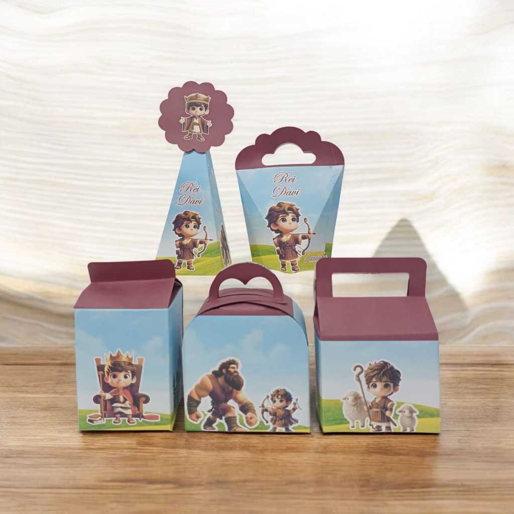 Kit Caixinhas Personalizadas Rei Davi/Davi e Golias Festa Aniversário Lembrancinhas
