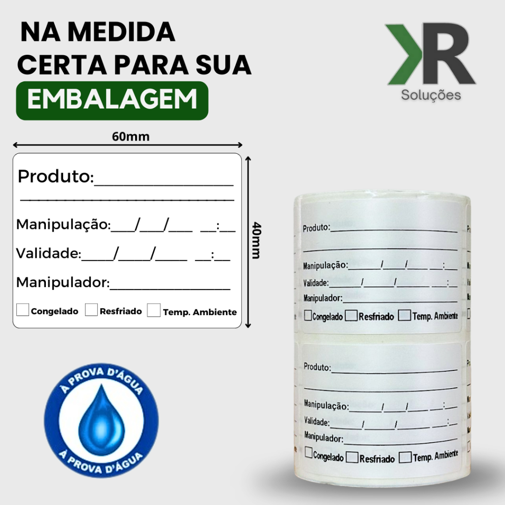 1000 Etiquetas de Validade Bopp Anvisa Alimentos Manipulados 60x40