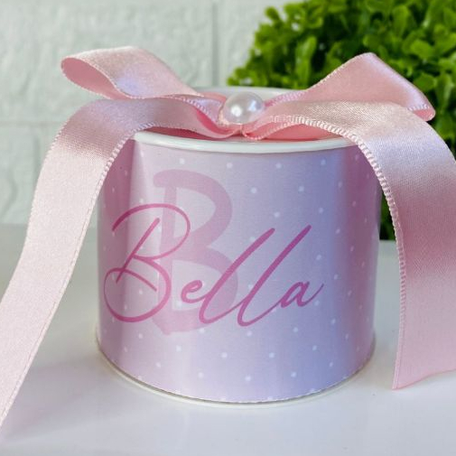KIT Tubolata Personalizada 5x6 cm Rosa Bolinha Branca Maternidade Lembrancinha Brinde festa infantil aniversário