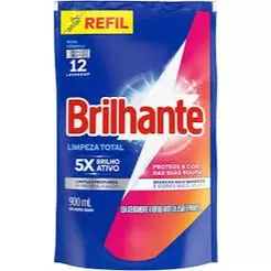 Lava Roupas Líquido Brilhante Limpeza Total 900ml Refil