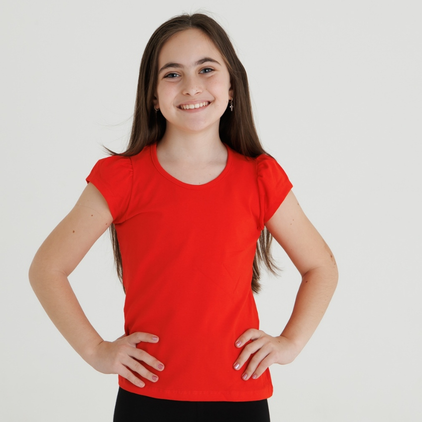 Blusa Menina Infantil Natal e Ano Novo Manga Curta Básica Verão