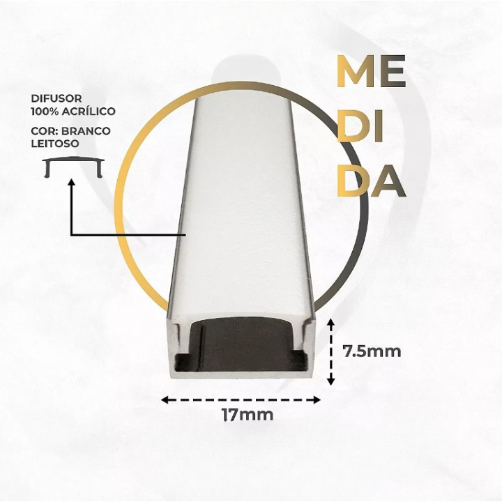 Cantoneira Emenda 45º P/ Perfil De Led Slim Sobrepor 17mm Branco — imagem 2 de 2