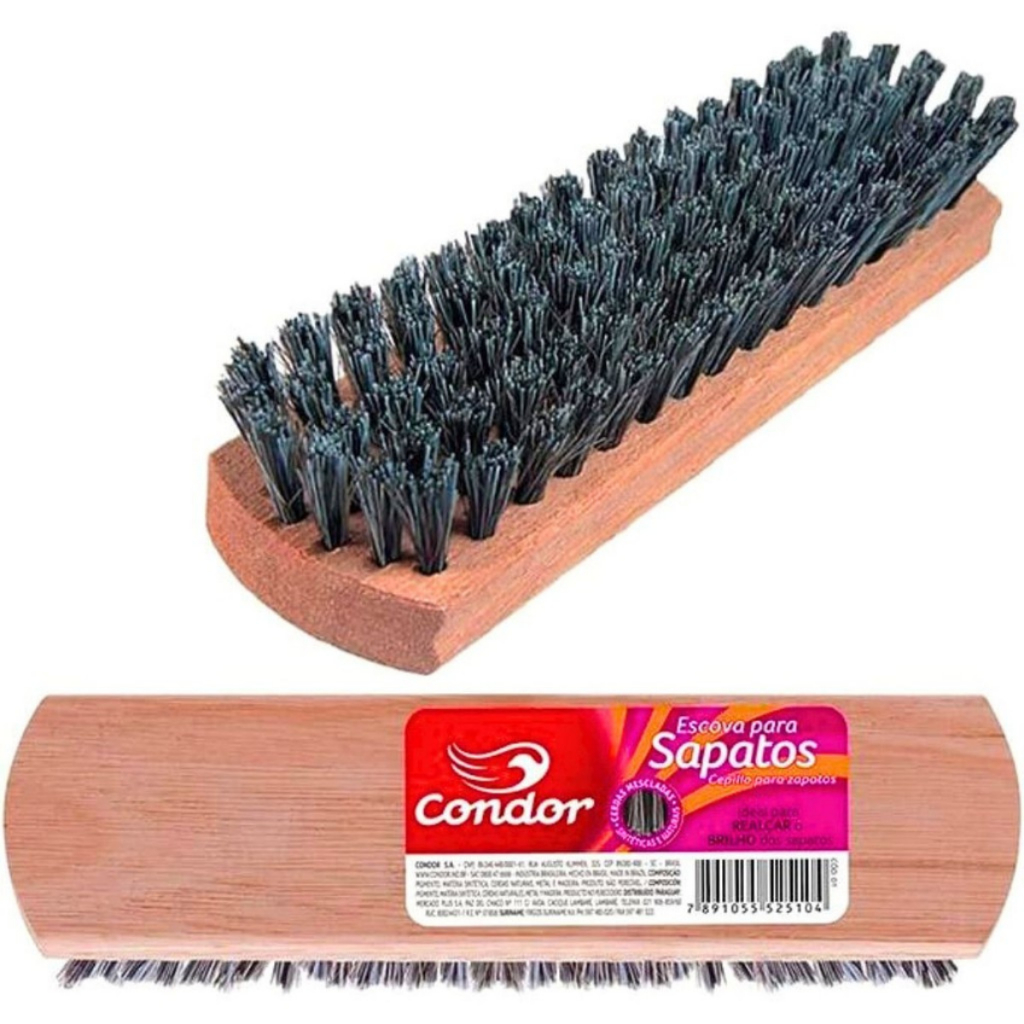 ESCOVA PARA SAPATOS ENGRAXAR LUSTRAR LIMPAR CERDAS MACIAS CONDOR BOTAS CHUTEIRAS COTURNO