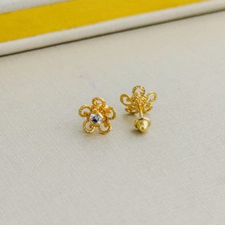 Brinco Flor Tarraxa Baby Folheado a Ouro em Oferta na Shopee