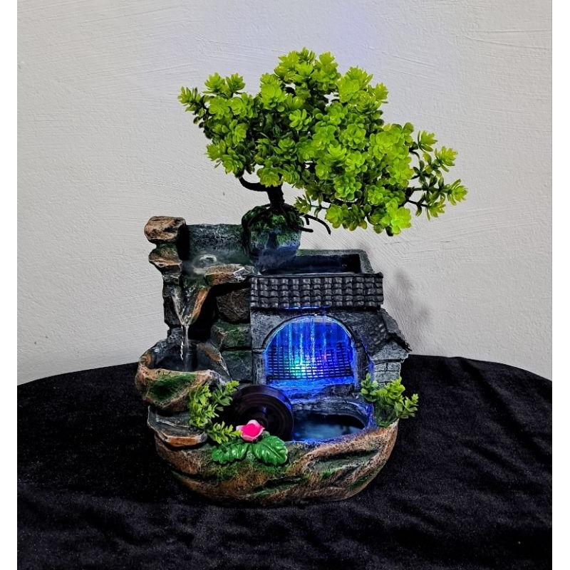 Imagem Fonte de Água Artesanal 30cm LED Colorido Bivolt Cascata Decorativa Zen Relaxante