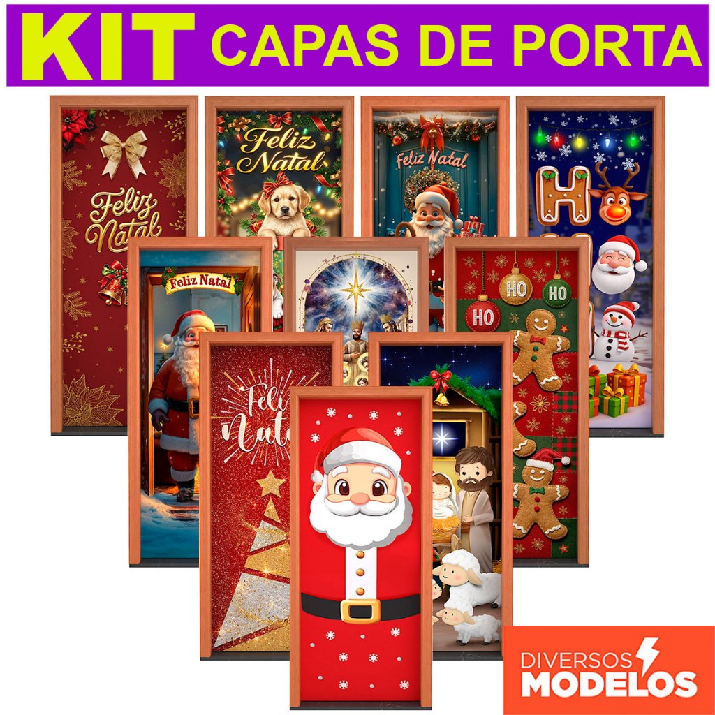 Kit Capa de Porta Decoração Natal Em Tecido Veste Porta Sublimado C/Elástico 0,85x2,10m em Oferta na Shopee