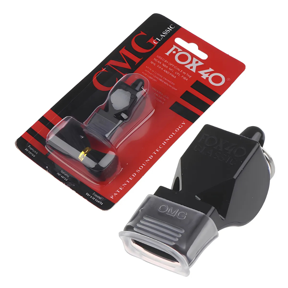 Apito Profissional Fox 40 Classic Juiz Com Cordão Cor Preto
