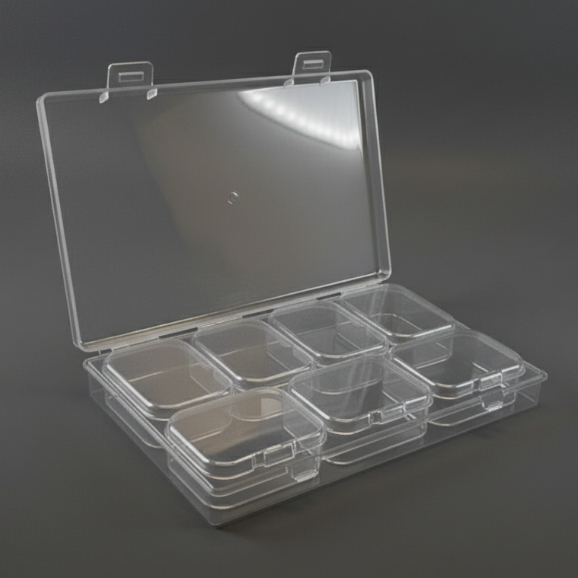 Caixa Organizadora Plástica Transparente 7 Divisórias Removíveis - Estojo Multiuso Bijuterias Componentes em Oferta na Shopee