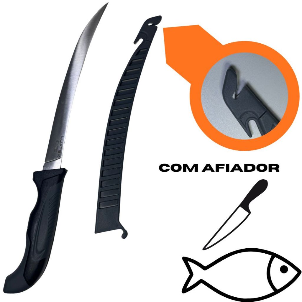 FACA / FILETEIRA LUATEK C AFIADOR 24CM L