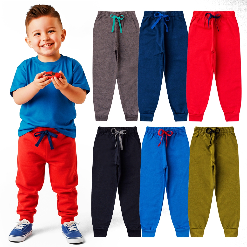 Kit 2, 4 ou 5 Peças Calças Moletom Menino Inverno Peluciado Roupas Infantis