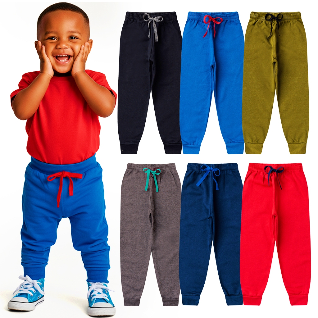Kit 2 ou 4 Calças Moletom Infantil Peluciado Menino Inverno Sortidos