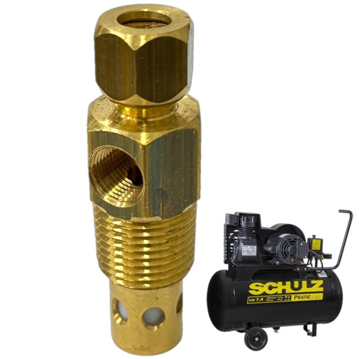 Válvula de Retenção 3/8" NPT x Tubo 5/16" x 1/8" NPT - Pistão Teflon P/Compressor MSI 2,6/MSI 5,2/CSI 7,4/CSV 10 PRO/CSV