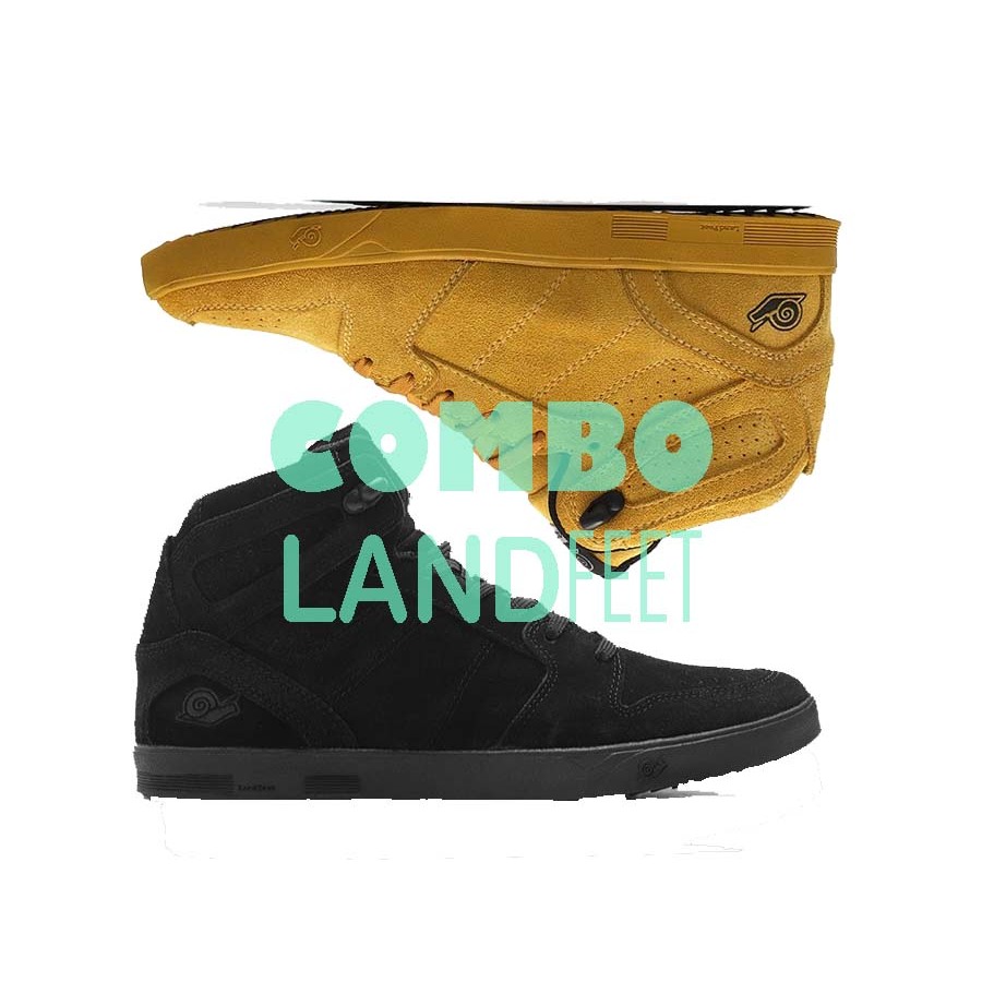 combo 2 tênis masculino couro nobuck cano alto estilo skatista street kit original landfeet