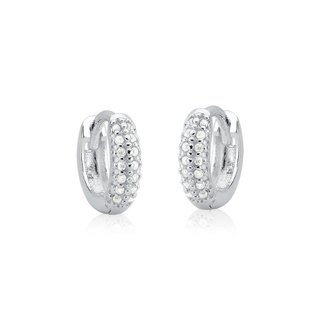 Brinco Argola de Prata 925 Click com 2 Fileiras Cravejadas