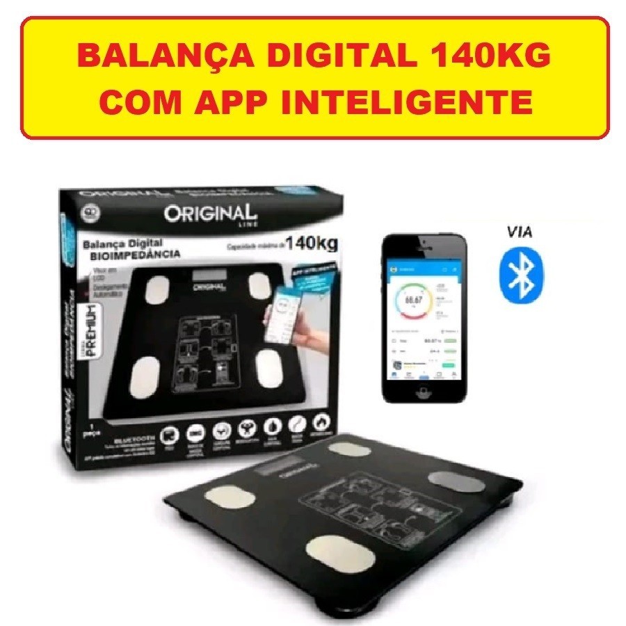 BALANÇA DIGITAL BIOIMPEDÂNCIA DIGITAL ORIGINAL BLUETOOTH.