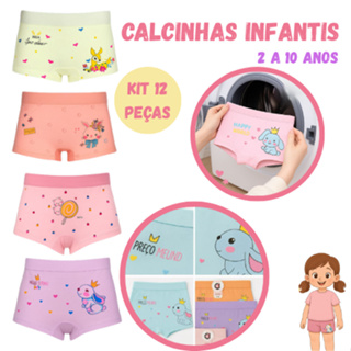 Kit Até 12 Calcinhas Importada box Shortinho Infantil menina Estampada Tam 02 a 10 Anos em Oferta na Shopee