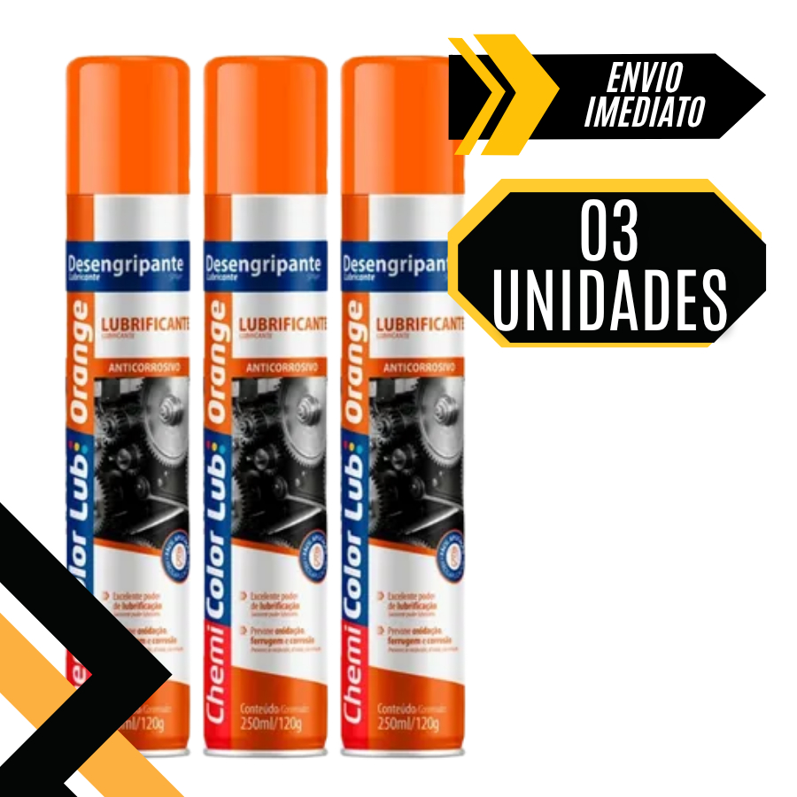 Desengripante Óleo Antiferrugem Spray Lubrificante Multiuso  250ml - Chemicolor - 3 Unidades em Oferta na Shopee