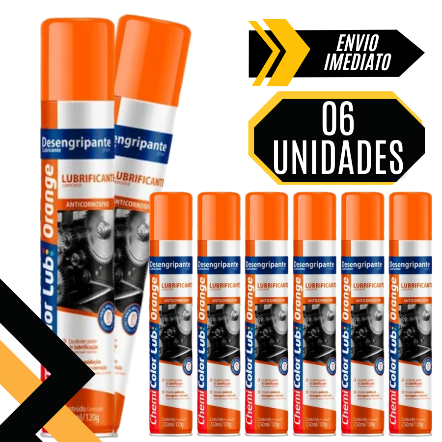 Desengripante Óleo Antiferrugem Spray Lubrificante Multiuso 250ml - Chemicolor - 6 Unidades