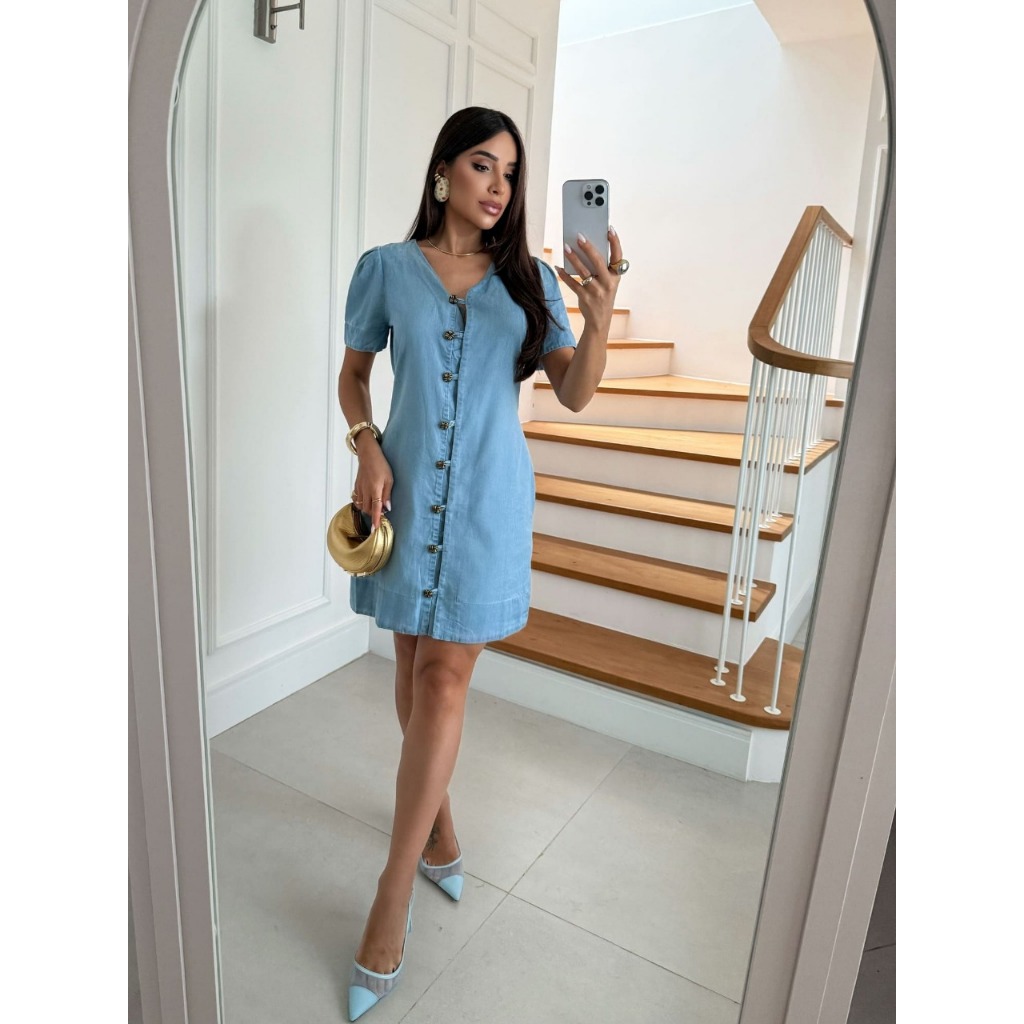 Vestido curto Dany Jeans Slim e Plus Size
