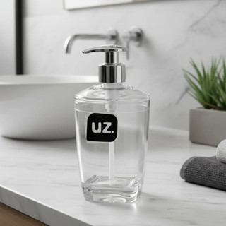 Dispenser Porta Sabonete Líquido Álcool Em Gel Premium 300ml Acrílico Banheiro Lavabo UZ522 Incolor