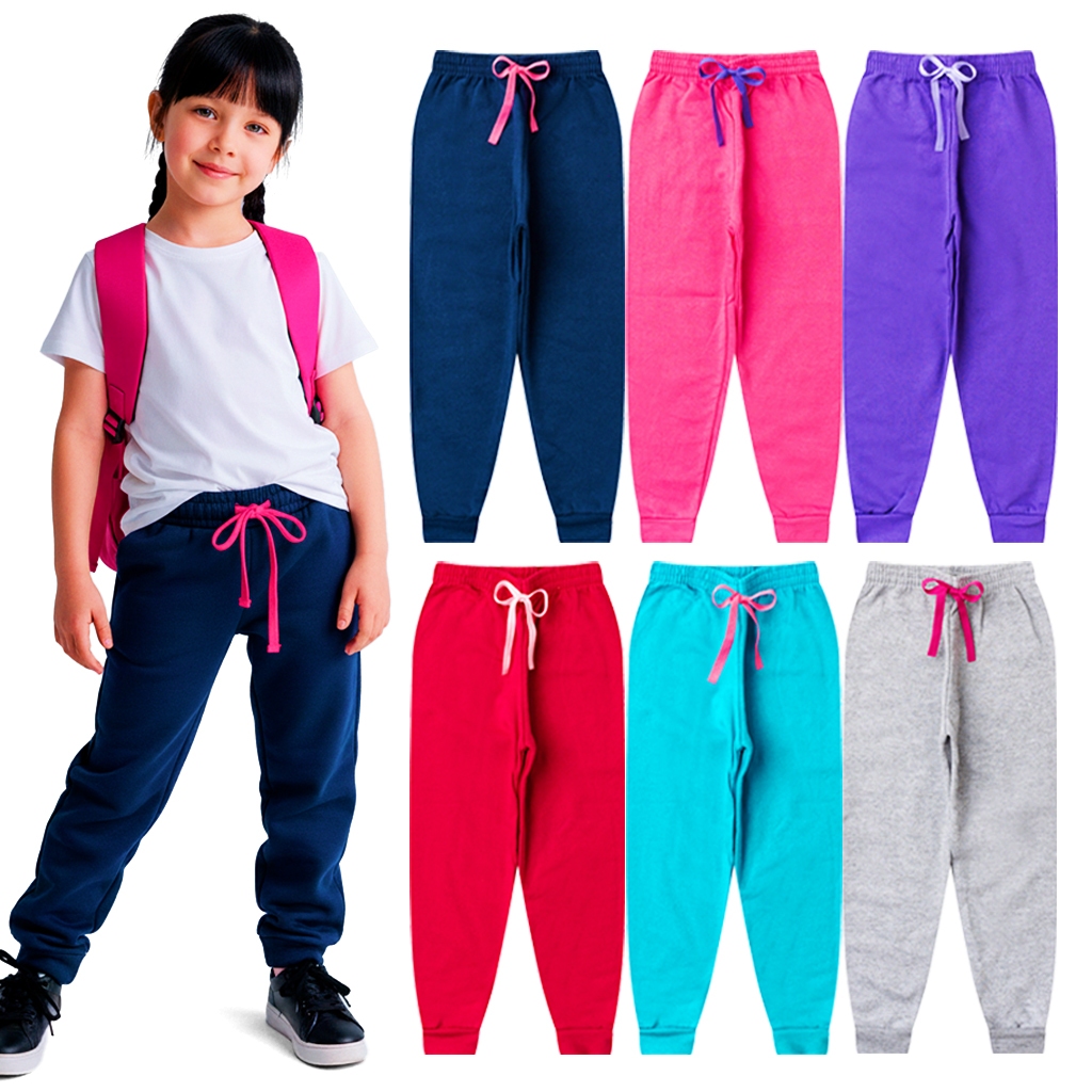 Kit 3 Calças Moletom Infantil Menina Inverno Peluciado Feminino em Oferta na Shopee