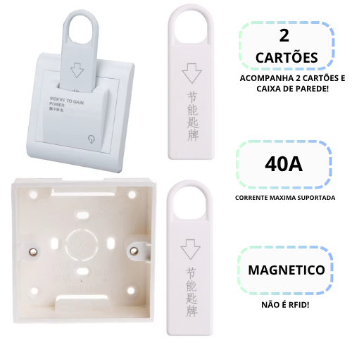 Interruptor Economizador  De Energia Para Hotel E Airbnb Até 30% Economia - Dispositivo Magnetico