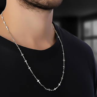 Corrente Colar Elo Cruz Crucifixo Aço Inox Cirúrgico Prata Original em Oferta na Shopee