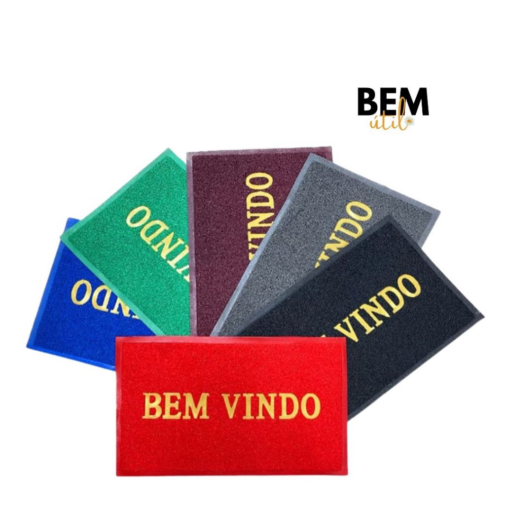 Tapete de Porta Capacho Bem Vindo Emborrachado Antiderrapante Letra dourada em Oferta na Shopee