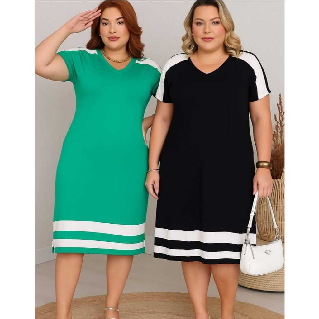 kit Vestido Midi Plus size em viscolycra em Oferta na Shopee