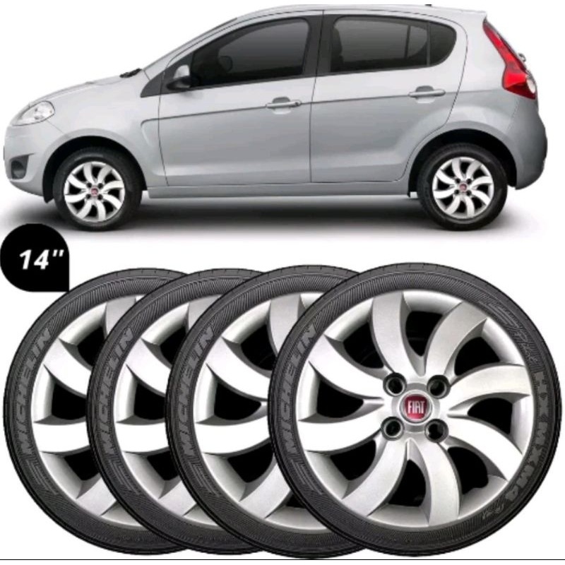 Jogo Calota Aro 14 Compatível com Attractive Uno Palio Siena Punto em Oferta na Shopee