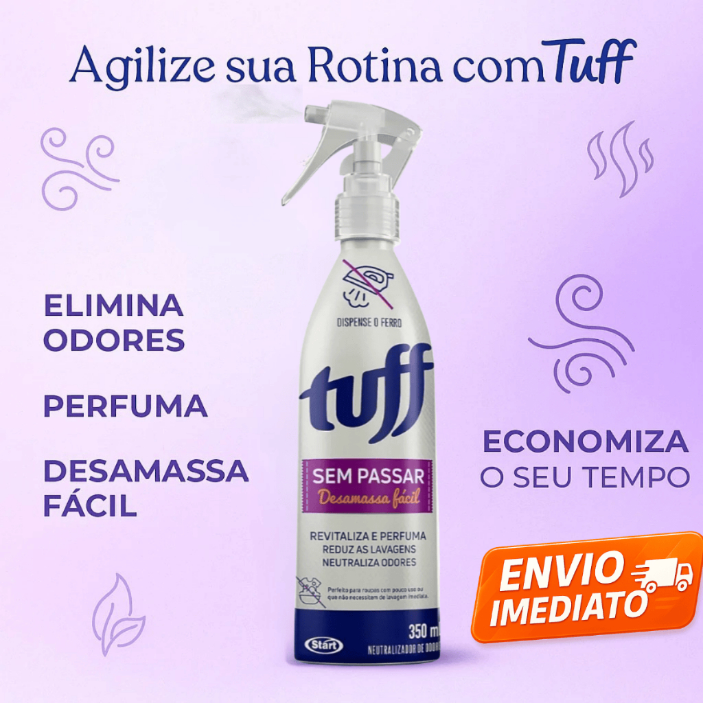 Tuff Desamassa Roupa Fácil Sem Passar Spray Borrifador Gatilho Neutraliza Odor Perfumado Baby Soft