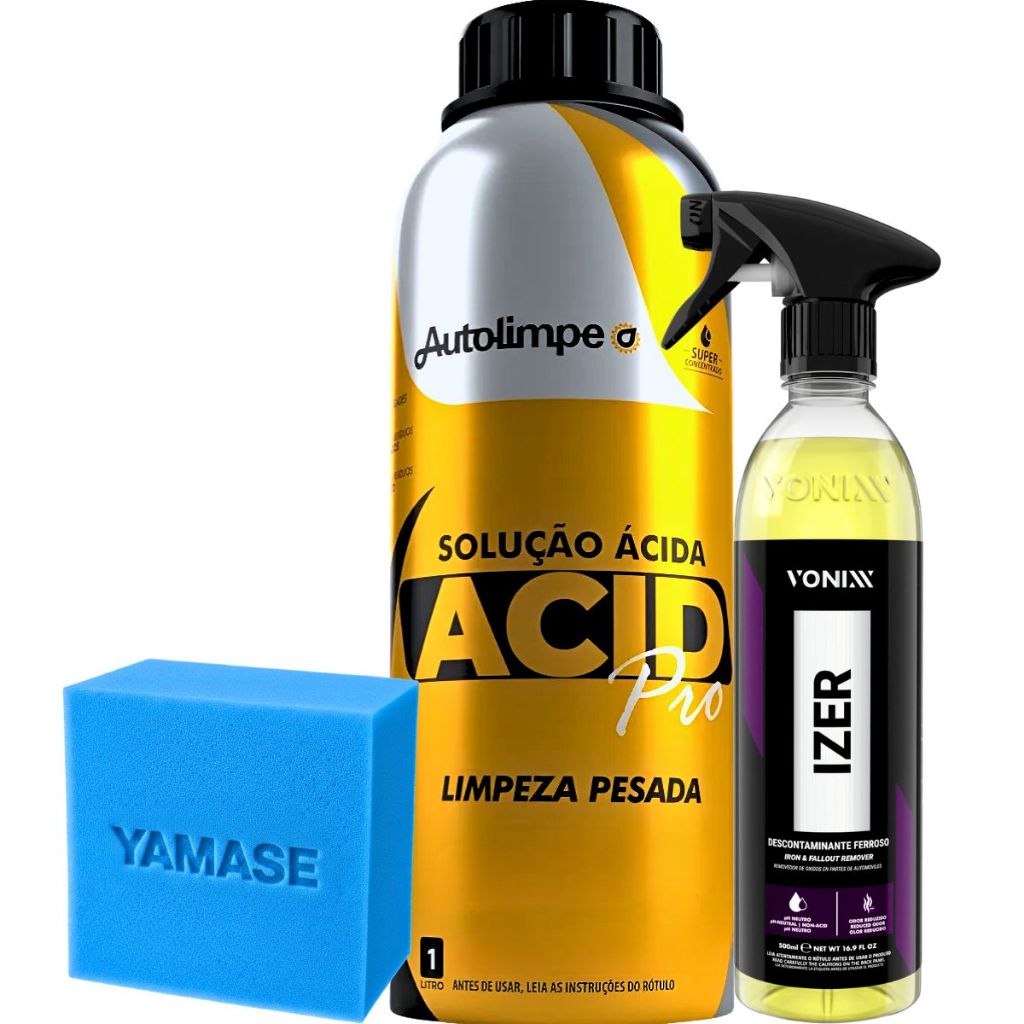 KIT LIMPEZA PESADA SOLUÇÃO ACIDA ACID PRO AUTOLIMPE IZER VONIXX DESCONTAMINANTE FERROSO 500ml em Oferta na Shopee