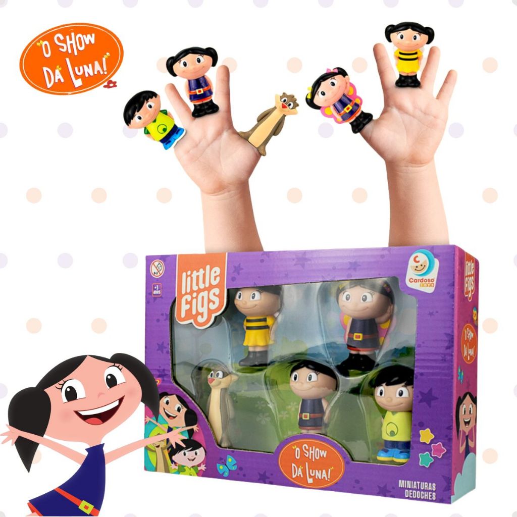 O Show Da Luna Dedoches 5 Fantoches Little Figs Vinil Macio Atóxico Cardoso Toys