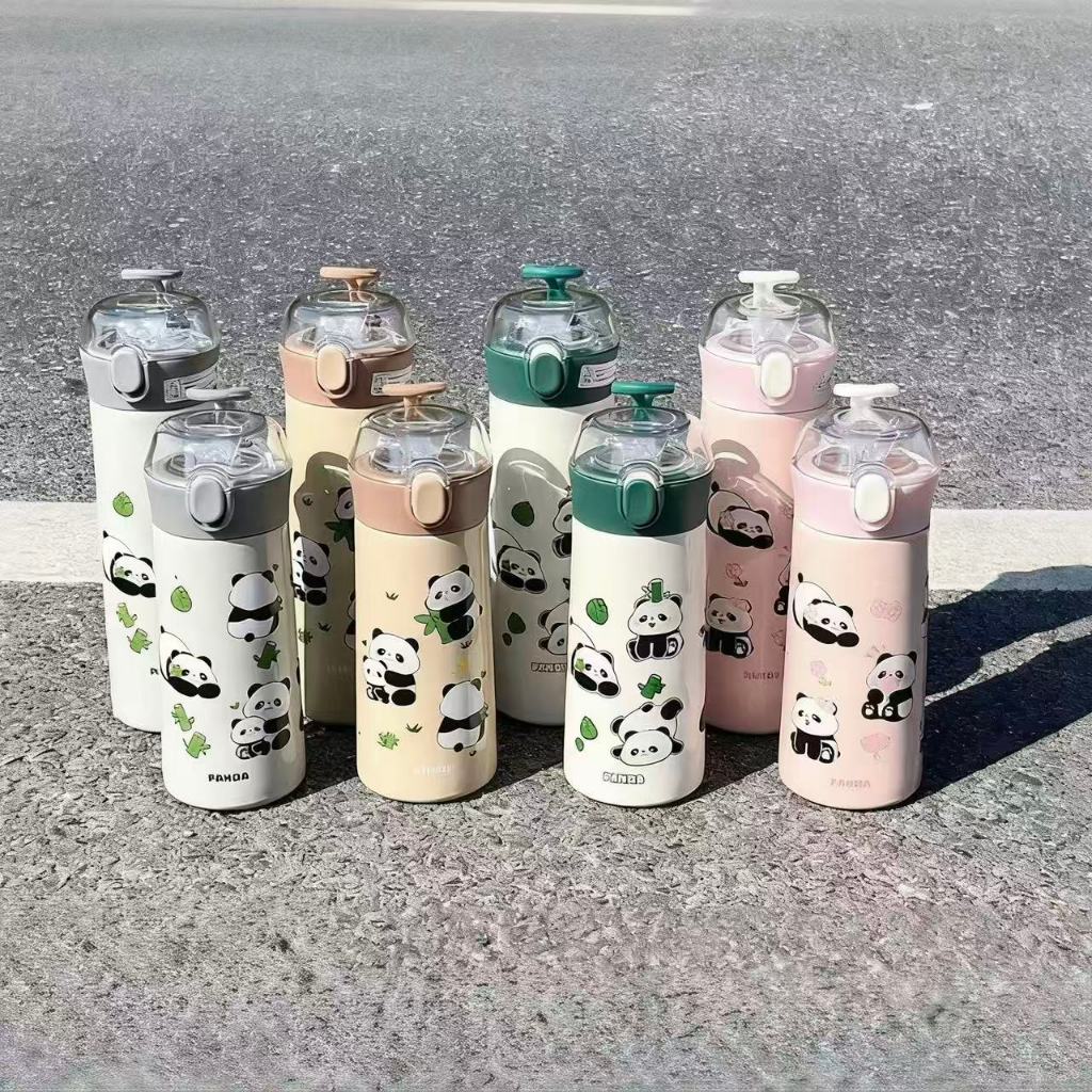Copo Térmico Fofo De Panda  Quatro Modelos Disponíveis 500ml e 350ml em Oferta na Shopee