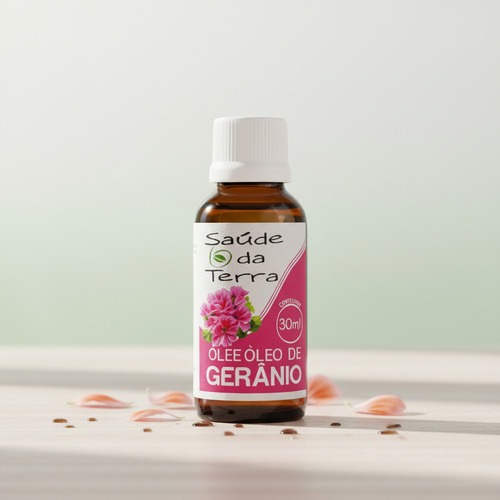 Óleo de Gerânio 30ml Aroma Relaxante Harmonia, Hidratação e Bem-Estar