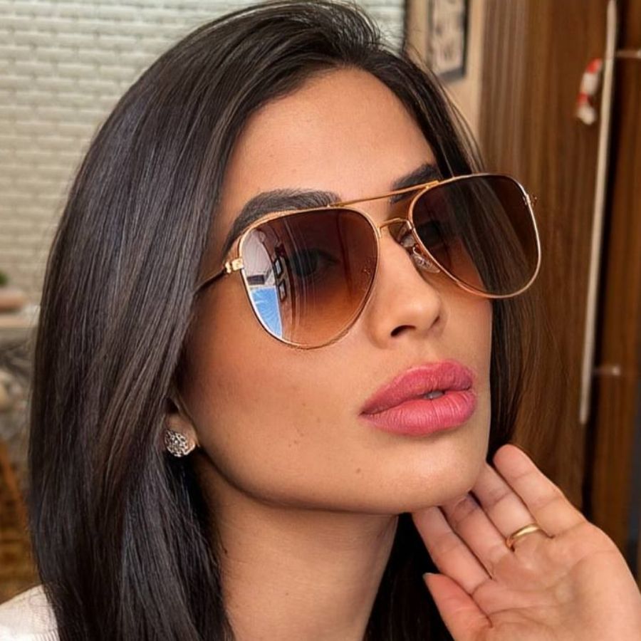 Óculos de Sol Aviador Luxo Modelo Clássico com Lentes de Proteção UV400 e Estilo Fino