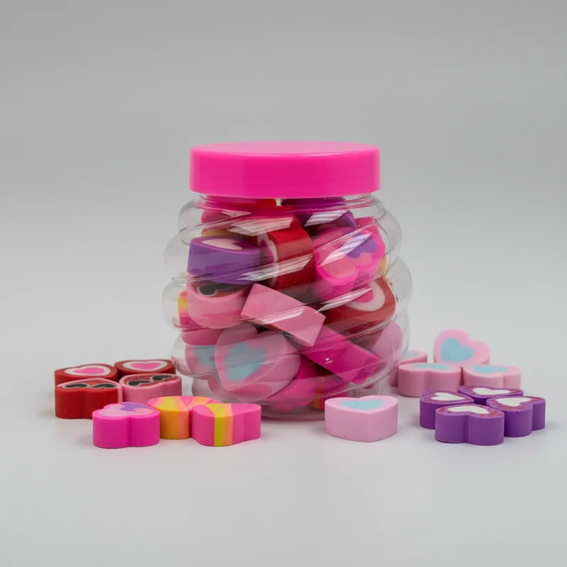 Borracha Mini Formato de Coração Pote com 24 Borrachas Sortidas BRW em Oferta na Shopee