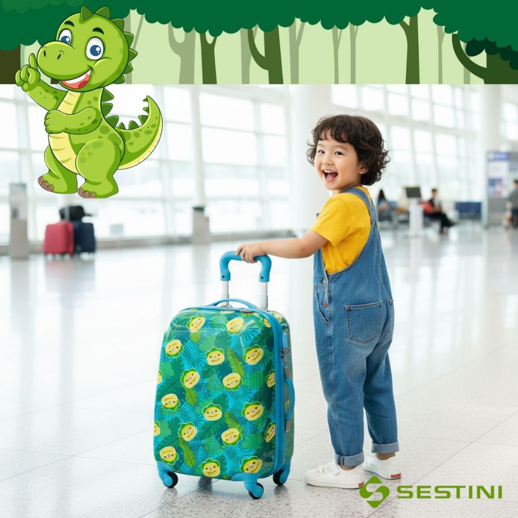 Malinha Escolar Sestini Dino 360 Mala Rodinha Carrinho Infantil