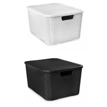 Cesto 15L Branco+ Cesto 15L Preto - Modelo Rattan - TOY 25591 / 25593