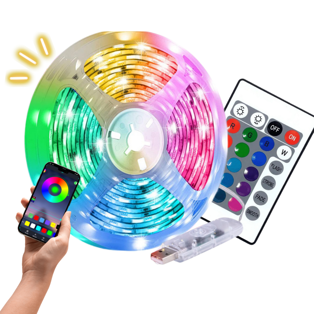Fita Led 5 Metros Inteligente com Função Bluetooth RGB para Quarto